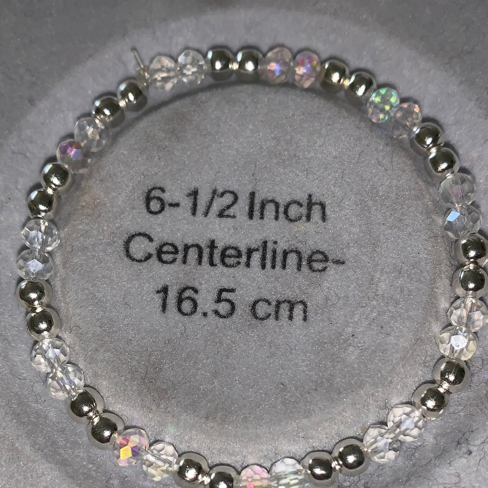 Silver and aurora borealis crystal stretch Bracelet